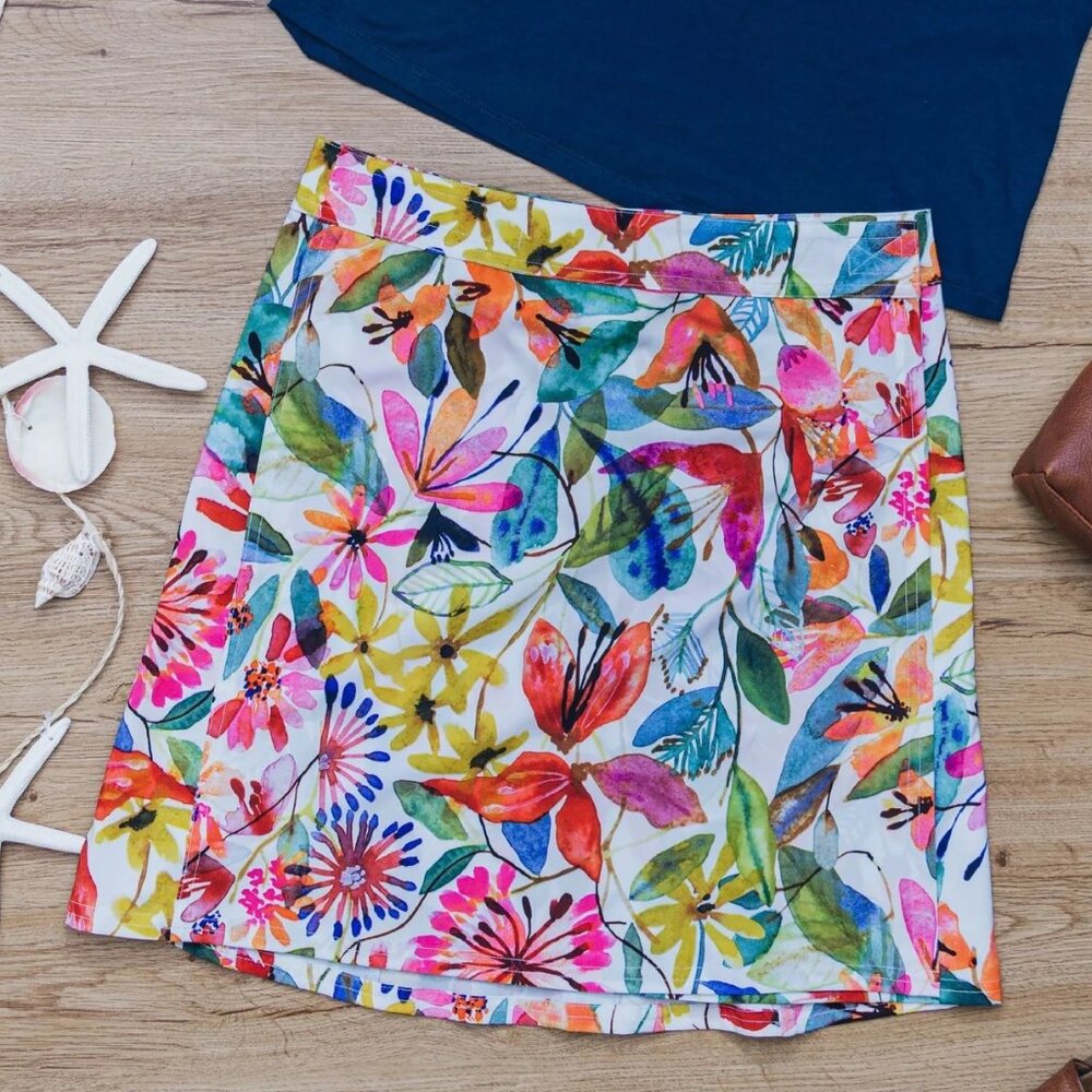 Ripskirt Wrap Skirt Length 2 - Wildflower Watercolor print Size L